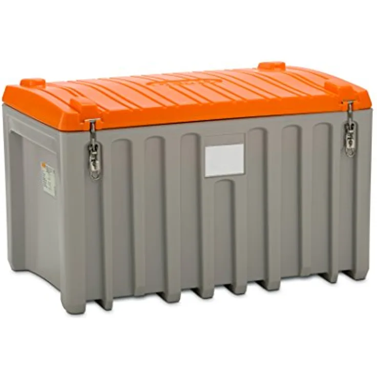 CEMO 10334 Werkzeugbox, grau/orange, 400 L, spritzwasserdicht und abschließbar, 2-fach stapelbar mit integrierten Tragegriffen