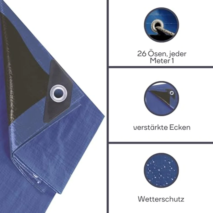 Perel 140-0508 Abdeckplane Super Stark, Blau-Schwarz, 5 x 8 m – Bild 5