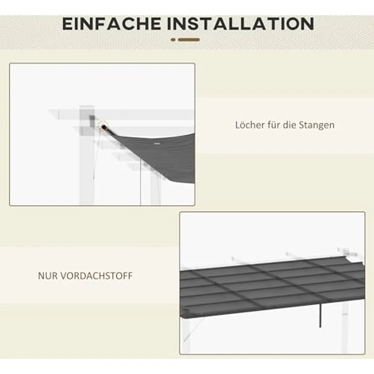 Outsunny Ersatzdach für Pergola, 3,5 x 2,5 m, Schattenabdeckung mit Entwässerungslöchern, 180 g/m², grau – Bild 5