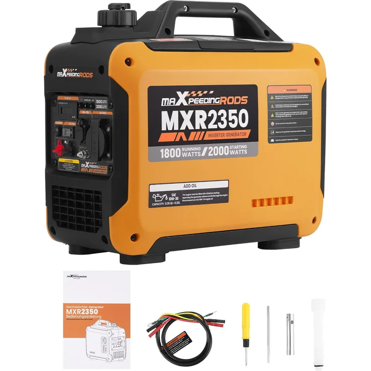 maXpeedingrods 1800W-2000W Inverter Stromerzeuger, tragbar, Benzin, 15 kg, leiser Betrieb, Digitalanzeige