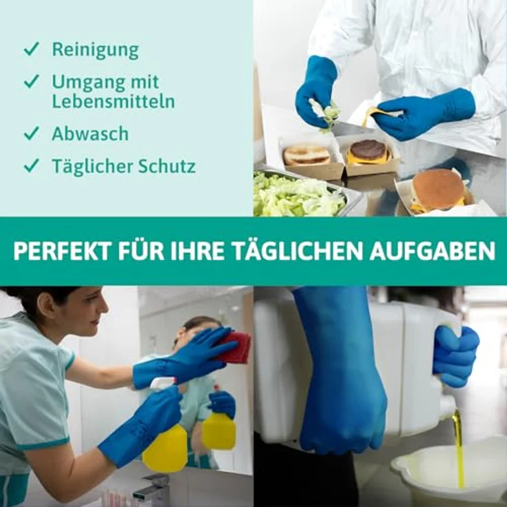 Ansell AlphaTec 37-310 Nitril-Handschuh Lang, für die Zubereitung von Lebensmitteln sowie Reinigungs- und Mechanikarbeiten, Blau, Größe 11 (12 Paar) – Bild 5