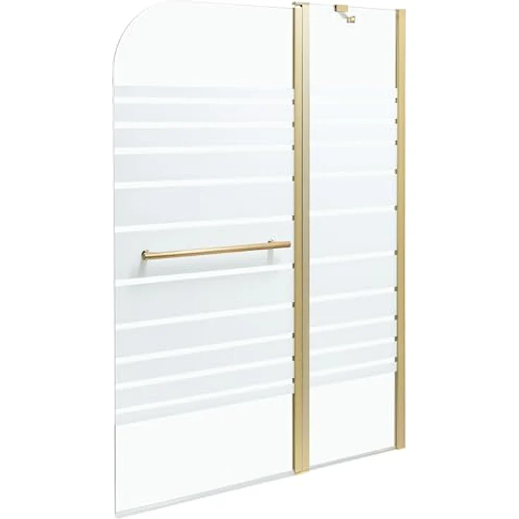 BELIANI Badewannenaufsatz Gold, 2-teilige Duschabtrennung aus Sicherheitsglas mit Schwingtür und Aluminiumprofil, 140 cm hoch, 100 cm breit, modern für Badezimmer – Bild 1