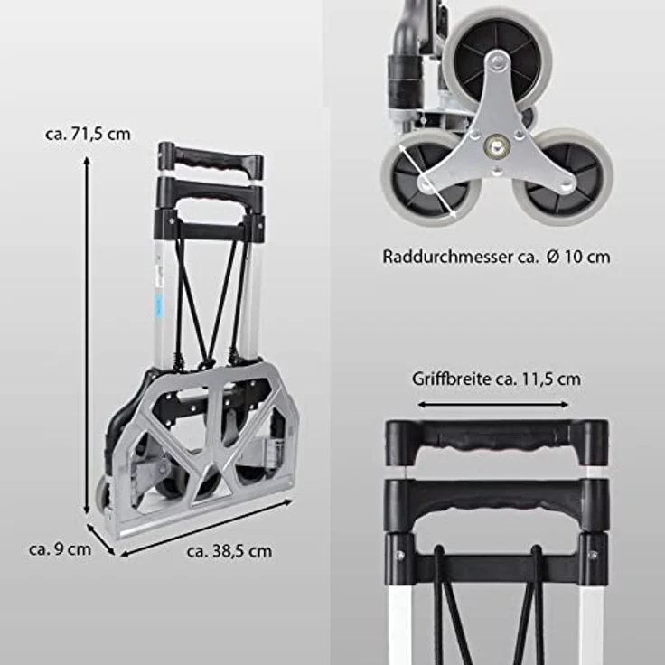 Aluminium Treppensackkarre klappbar 70 kg Treppensteiger Transportkarre Stapelkarre Treppen-Sackkarre - Preisvergleich – Bild 5