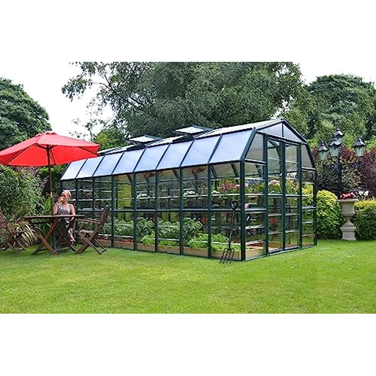 Palram - Canopia Grand Gardener Gewächshaus, 265x513x238 cm, 0,8 mm Wandstärke, lebenslang widerstandsfähige Wandpaneele, grün – Bild 2