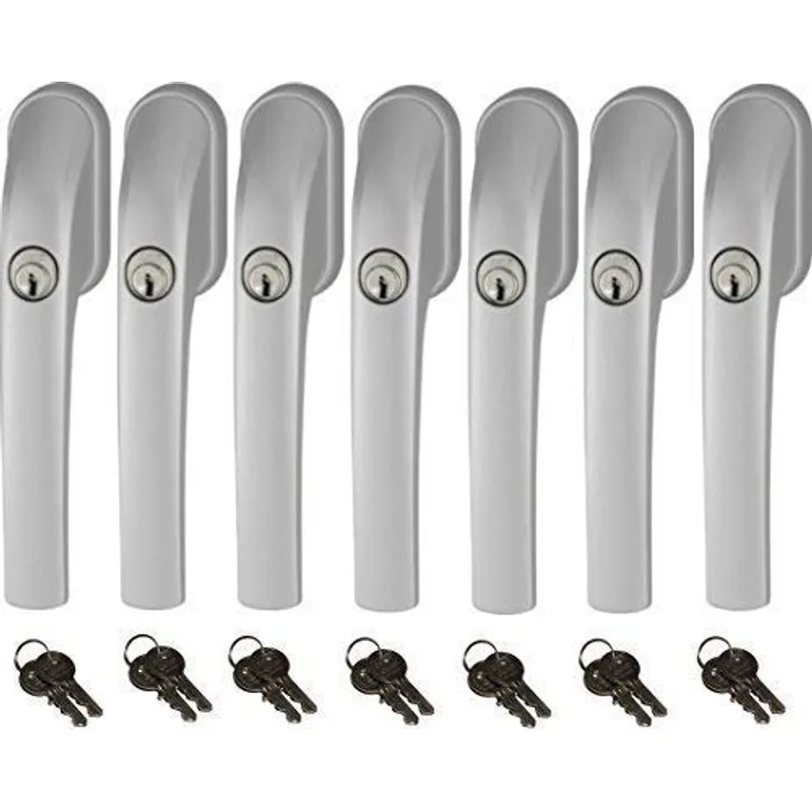 Abus FG300 abschließbarer Fenstergriff, Silber, im Set 7 Stück alle gleichschließend AL0089 mit insgesamt 14 Schlüssel