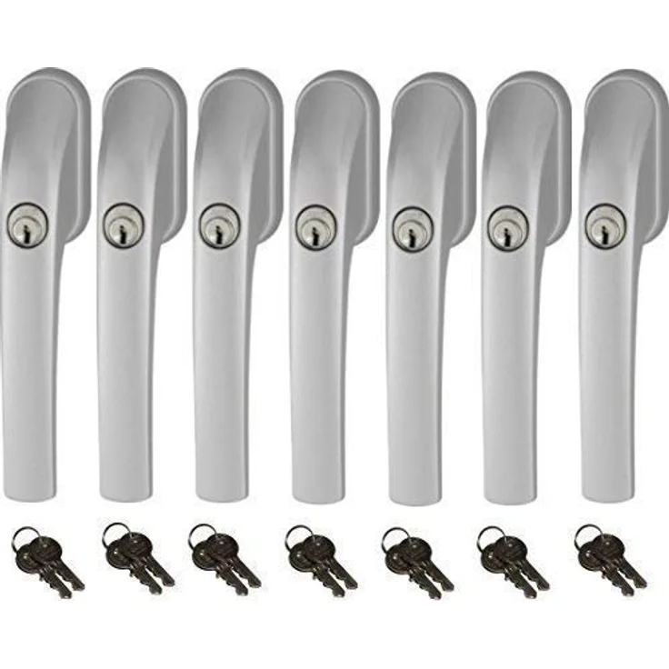 Abus FG300 abschließbarer Fenstergriff, Silber, im Set 7 Stück alle gleichschließend AL0089 mit insgesamt 14 Schlüssel – Bild 1