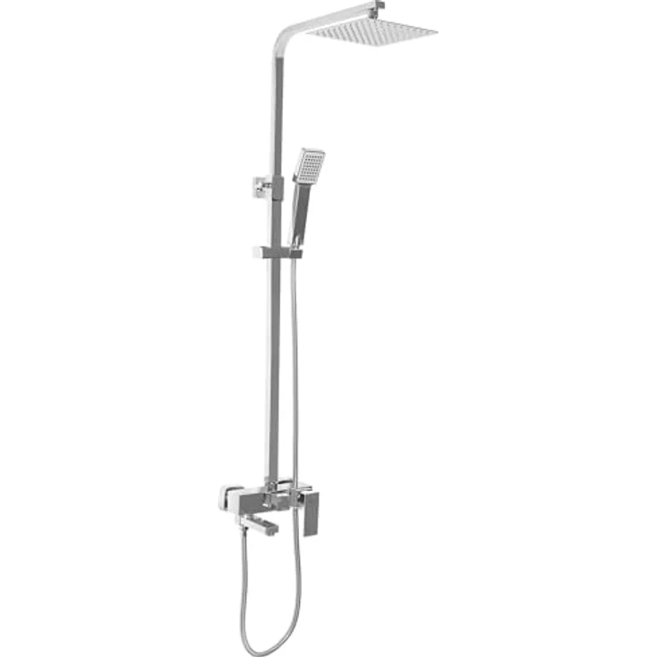 Rea Duschsystem Navaro Duschset, Duscharmatur mit 20 x 20 cm Regendusche und 150 cm Schlauch, Chrom – Bild 2