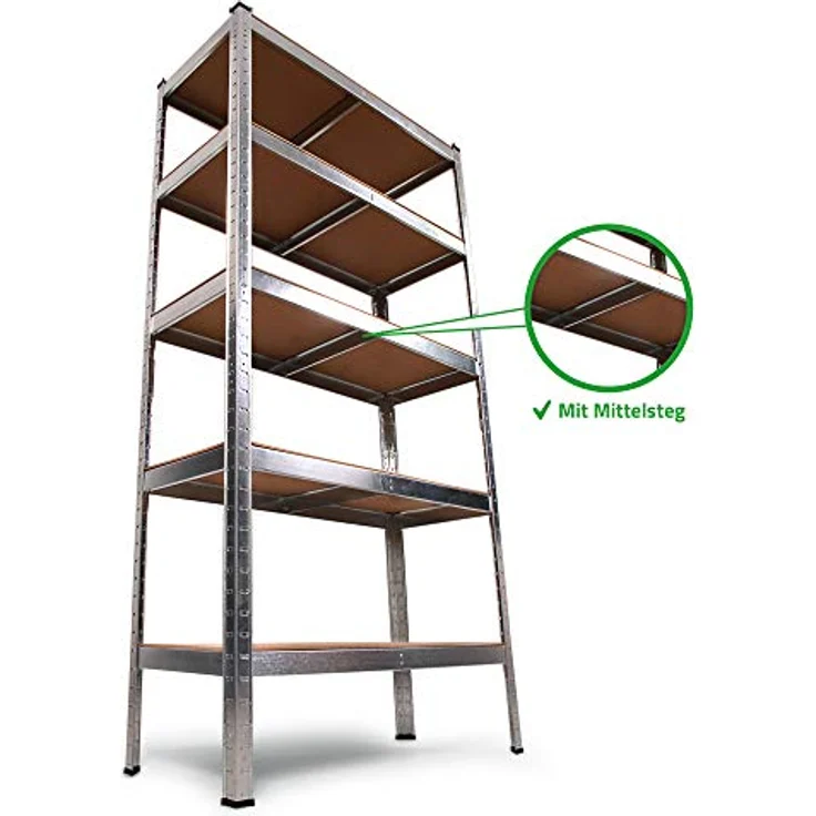 ONDIS24 Schwerlastregal Metallregal Thomas, Lagerregal 90 x 40 x 180 (H) cm, Steckregal 5X 175kg belastbar, Grau – Bild 5