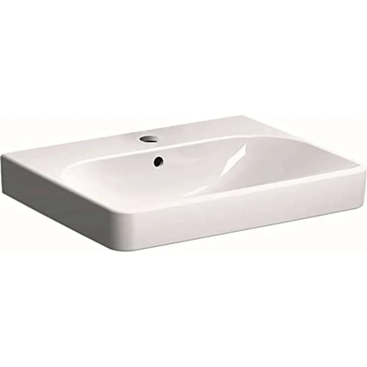 Geberit Smyle Square 500229 Waschbecken, 60 x 48 cm, mit Loch für Wasserhahn und Überlauf, weiß - 500.229.01.1
