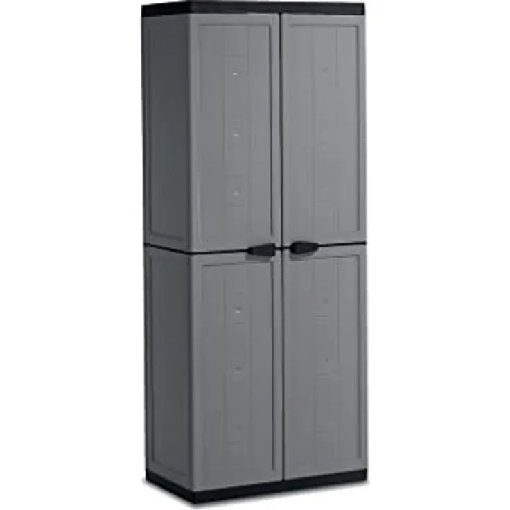 Keter Kunststoffschrank "Jolly utility", Hochwertiger Aufbewahrungsschrank mit höhenverstellbaren Flachböden, 68x39x166 cm, dunkelgrau/schwarz