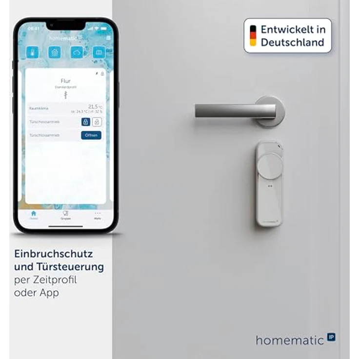 Homematic IP Türschlossantrieb – pro, weiß-silber, Smart Lock mit permanenter Türüberwachung, App-Steuerung, Alexa & Google Home, 162822A0 – Bild 2