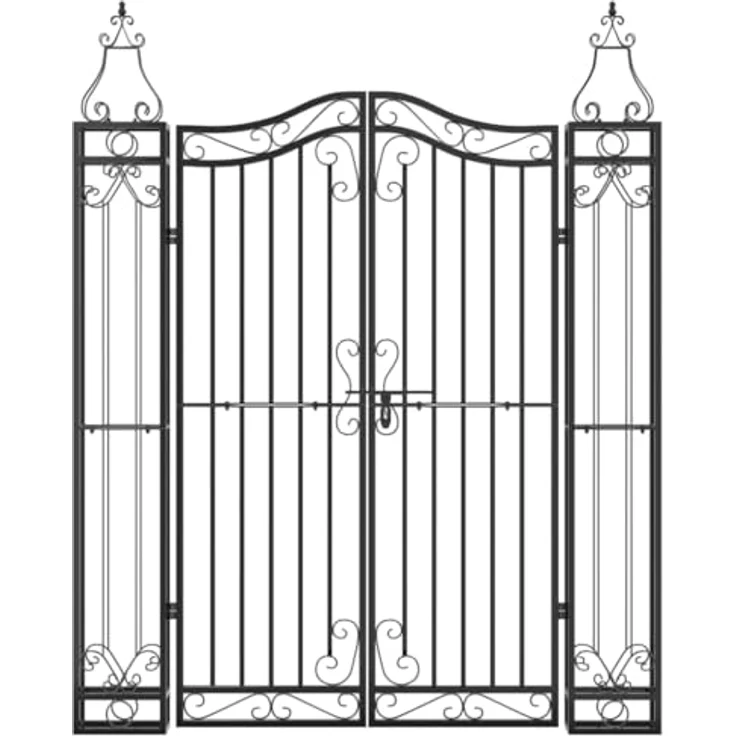 vidaXL Gartentor, Schmiedeeisen, schwarz, abschließbar, elegantes Design – Bild 4