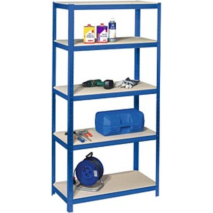 SZ Metall Schwerlastregal 26202-I, Robustes Regal mit 5 Fachböden, Tragkraft 875 kg, blau, 90 x 60 x 200 cm