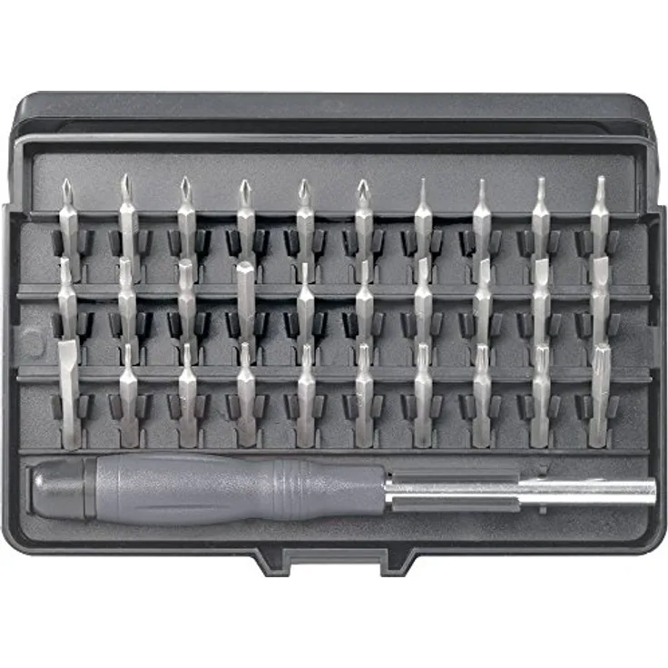 TOOLCRAFT Bit-Set 31tlg. Micro-Bit-Satz, various Bit-Typen inklusive Schlitz, Kreuzschlitz Phillips, Kreuzschlitz Pozidriv, Innen-Sechskant, T-Profil