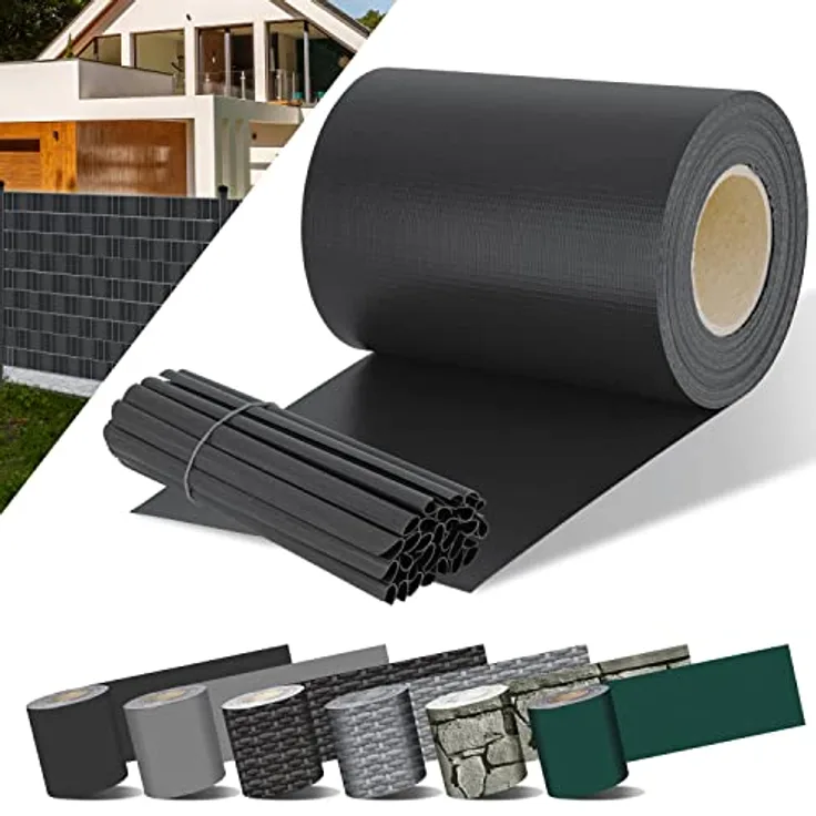 KESSER PVC Sichtschutzstreifen Sichtschutz Rolle Doppelstabmatten Zaun Blickdicht Wetterfest und Windschutz Zaunfolie Sichtschutz Garten Gartenzaun Anthrazit, 70 m