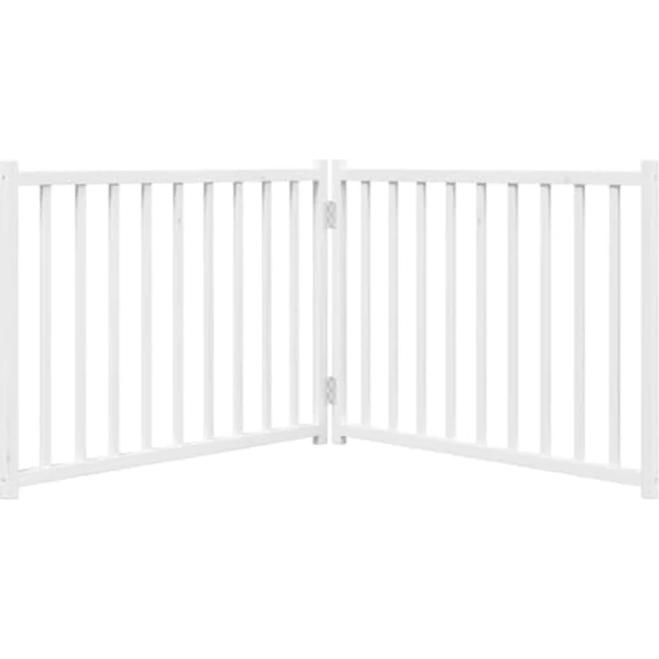 vidaXL Hundetor 3-TLG., Hundegitter Faltbar Pflegeleicht, Schutzgitter für Wohnzimmer Küche Treppe, Haustiertor Türschutzgitter, Weiß Massivholz Tanne – Bild 5