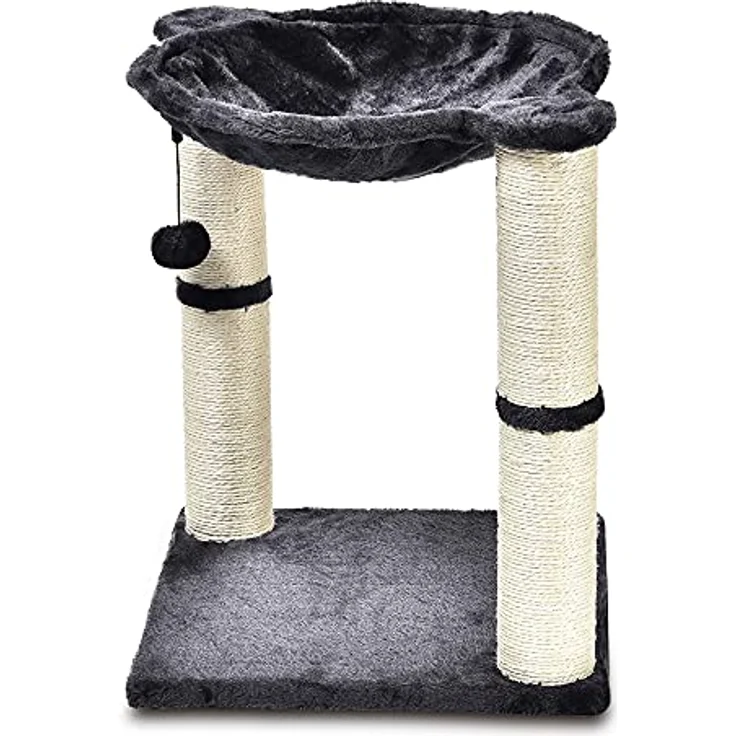 Amazon Basics – Katzen-Kratzbaum mit Haus, Hängematte, Bett und Kratzstamm, 41 x 51 x 41 cm, grau – Bild 2