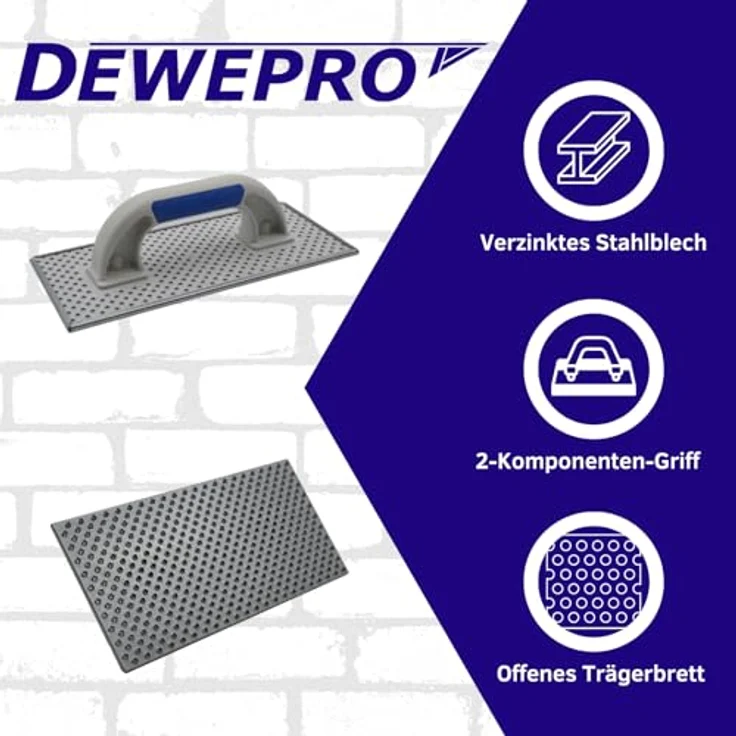 2er Set DEWEPRO® WDVS + Porenbeton Schleifbrett - Raspelbrett mit verzinktem Stahlblech-Raspelbelag - 380x160mm - Egalisierungsbrett - Handschleifer - WDVS-Schleifer – Bild 2