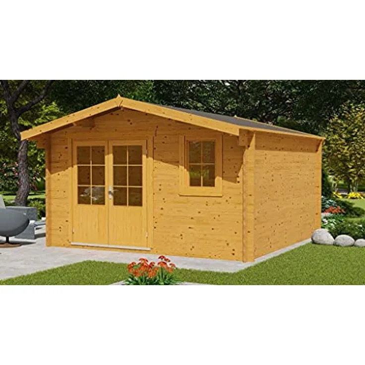 Alpholz Gartenhaus Holz und Gerätehaus Roger-34 Imprägniert aus Holz Gartenhaus mit 34 mm Wandstärke Gartenhütte Geräteschuppen Satteldach