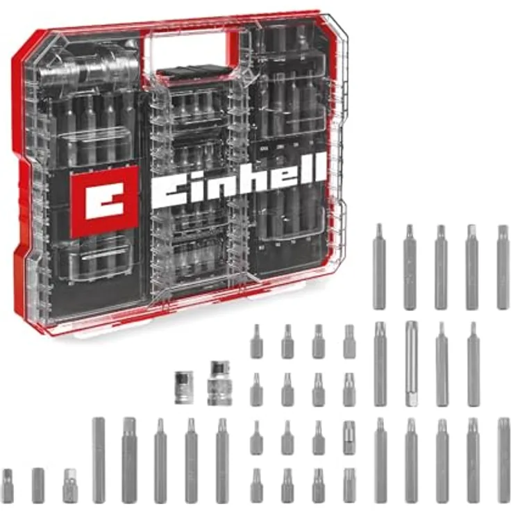 Einhell Bit-Set 109032, XL-Case, 40-teilig, mit 30 mm und 75 mm kraftvollen Chrom Vanadium Bits und Stecknussadaptern