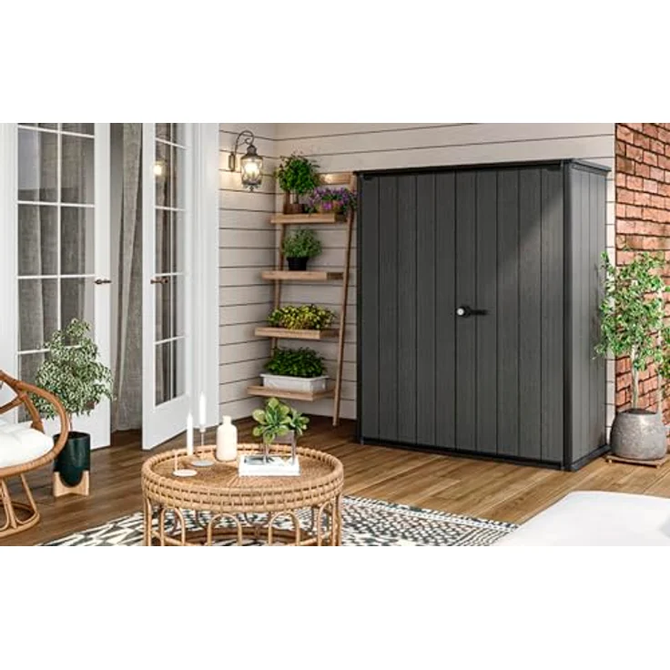 Keter Gartenhaus Gerätehaus Cortina Alto 1400L Grau, Duotech Material, UV-beständig, abschließbarer Deckel – Bild 4