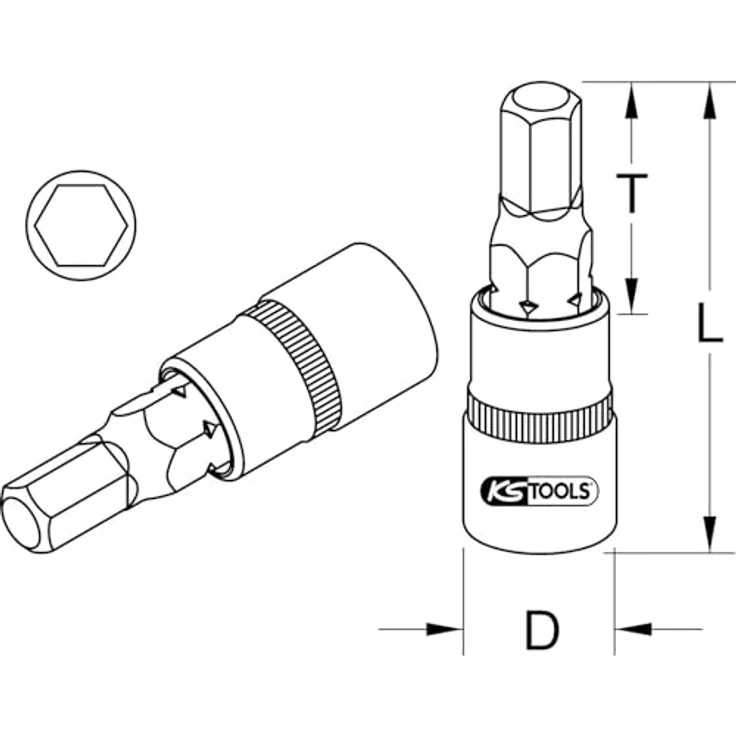 KS Tools Schraubendreher, kurze Ausführung mit Innensechskant, Chrom Vanadium, nach DIN 7422 und DIN 3120/ISO 1174, 70 g – Bild 2