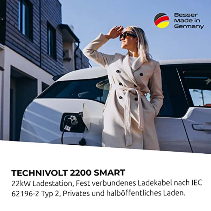 Technivolt 2200 Smart Wallbox 22kW mit 5m Ladekabel, Schwarz-Grau (0000-6302) – Bild 2