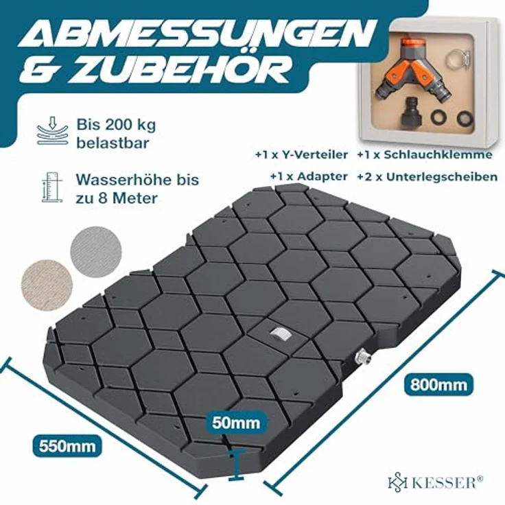 KESSER Gartendusche Bodendusche anthrazit, für Groß, Klein & Vierbeiner, inklusive Adapter & Montagezubehör – Bild 3