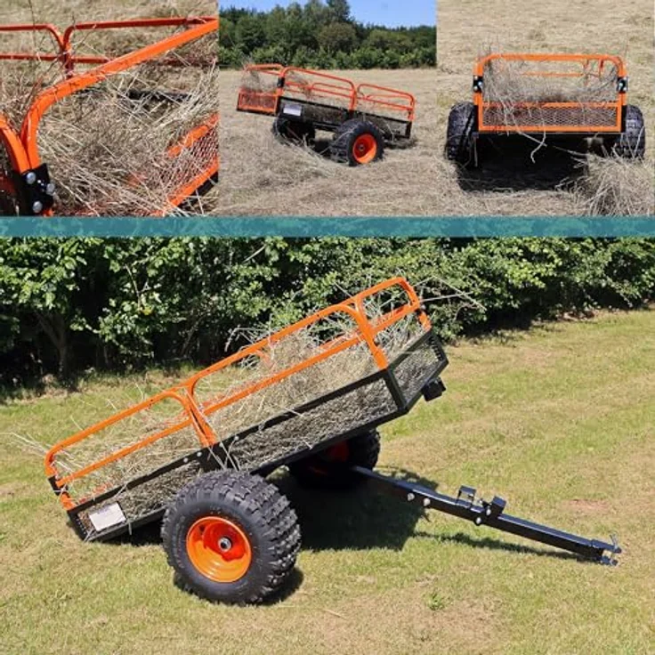 Wiltec Kippanhänger bis 680 kg, Kipper mit Kippfunktion, Gitter und abnehmbaren Seitenwänden, 216 x 122 x 76,2 cm – Bild 2