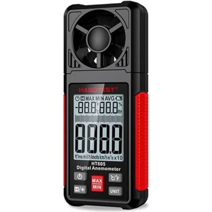 Habotest HT605, Digital Anemometer mit 8-flügeliger Messmühle, Windgeschwindigkeits- und Temperaturmessung – Bild 3
