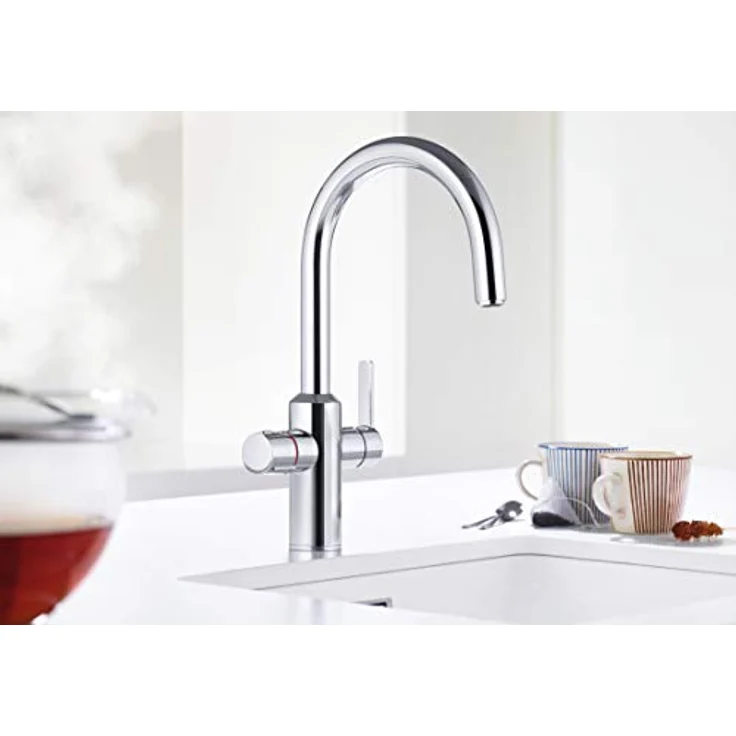 Blanco Küchenarmatur drink.hot TAMPERA, 3-in-1 Armatur für kaltes, warmes und kochend heißes Wasser, chrom – Bild 2