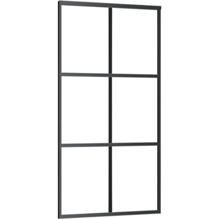 vidaXL Schiebetür mit Beschlag Glasschiebetür Glastür Glas Schiebe Tür Schiebetürsystem Laufschiene Schiebetürbeschlag ESG-Glas Aluminium 102x205cm, transparent mit Soft-Stopp-Funktion – Bild 3