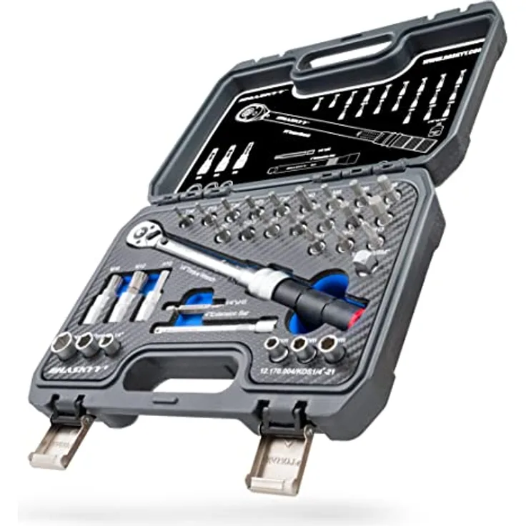 HASKYY Drehmomentschlüssel Set 1/4" 2,5-20Nm Fahrrad Feinmechanik mit viel Zubehör wie Verlängerungsstange, Bits, Nuss-Einsätze, Adapter