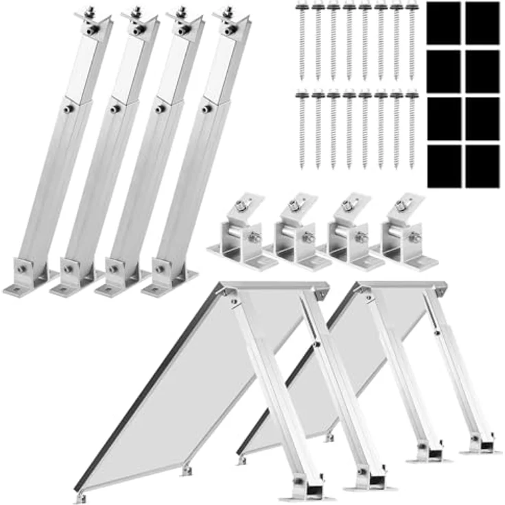 Firend Aufständerung Solarmodul Halterung Balkonkraftwerk Flachdach PV VERSTELB 15-60° (2 Paneele SET 30°-60°), Aluminium, verstellbare Länge 400-1160 mm, Winkel 15-60° - Preisvergleich – Bild 1