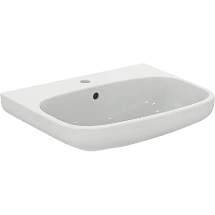 Ideal Standard T541901 Ideal Standard i.life A, Waschtisch 60cm, 1 Hahnloch mittig durchgestochen, mit Überlauf, Weiß