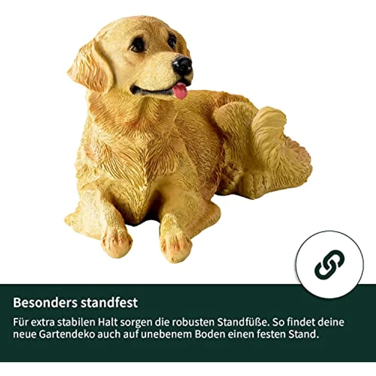 VERDOBA Deko Figur Hund, wetterfeste Gartenfigur aus Polyresin, Golden Retriever, 26,7 x 17,5 x 16,3 cm, handbemalt – Bild 5