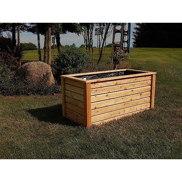 Gartenwelt Riegelsberger Hochbeet 150x60x72 cm aus Lärchenholz, Natur, mit modernen Rhombusleisten - Kräuterbeet Gemüsebeet – Bild 1
