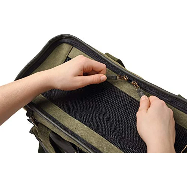 HUNTER Madison Trage- und Transporttasche für kleine Hunde und Katzen bis 7 Kg, mit Baumwolle, Khaki, 40 x 20 x 30 cm Farbe Khaki, Größe one-Size – Bild 3