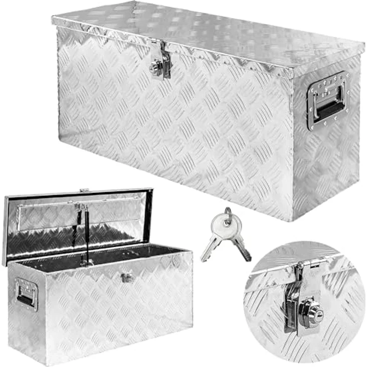 Trucky Truckbox Aluminium Deichselbox, abschließbare Alu Kiste 79x29x36 cm für Anhänger – Bild 2