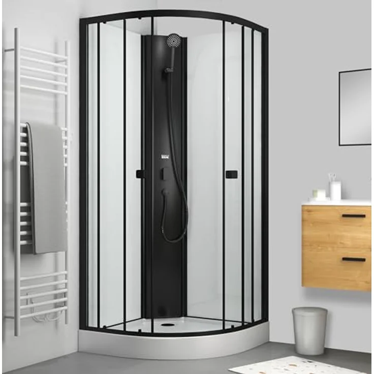 Marwell Komplettdusche Prime Style Schwarz/Weiß, BxT: 85x85 cm, Acrylwanne, langlebige Materialien, kalkabweisende Handbrause – Bild 2