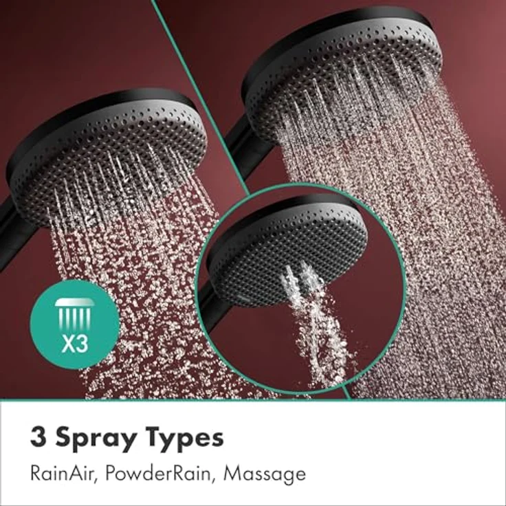 hansgrohe Duschbrause, Runde Handbrause mit drei Strahlarten, Anti-Kalk und wärmender Abdeckplatte, 10.30 l/min – Bild 4