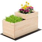 MODO24 Hochbeet Holz 2-stufiger Pflanzkasten, mit Gartenvlies und Schrauben, Abmessungen 36x30x63 cm, Farbe: Natur