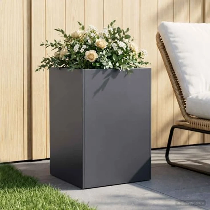 vidaXL Hochbeet Garten-Pflanzgefäß, wetterfestes Stahldesign, Anthrazit, 50 x 50 x 75 cm – Bild 2