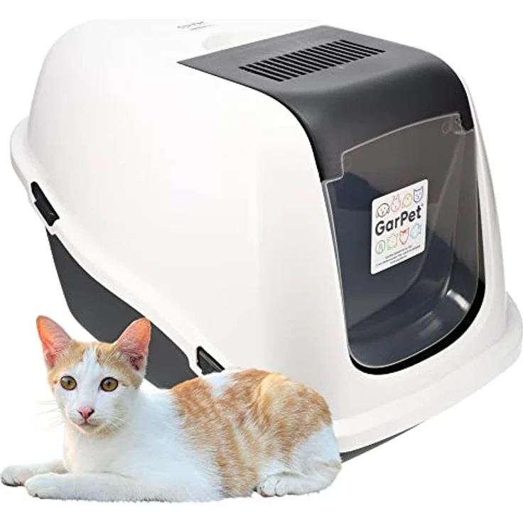 GarPet Katzenklo mit Deckel Aktivkohlefilter - Haube kippbar - extrahohe Unterschale große XXL Katzentoilette 60 Katzen WC Hauben Toilette – Bild 1