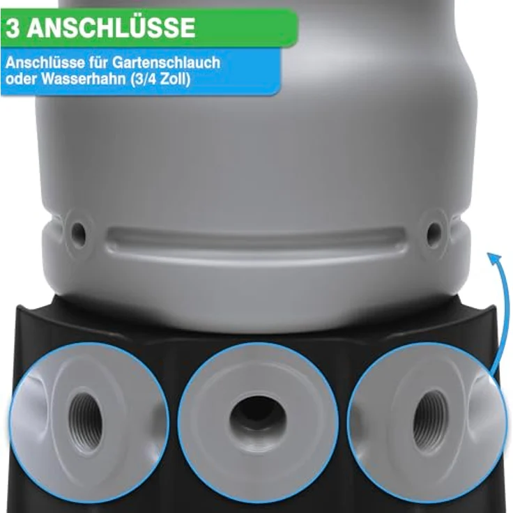 YourCasa Regentonne 110L [RainBell] mit Standfuss, Deckel & Wasserhahn - Regenfass Frostsicher aus Kunststoff - Grau, 110L – Bild 3
