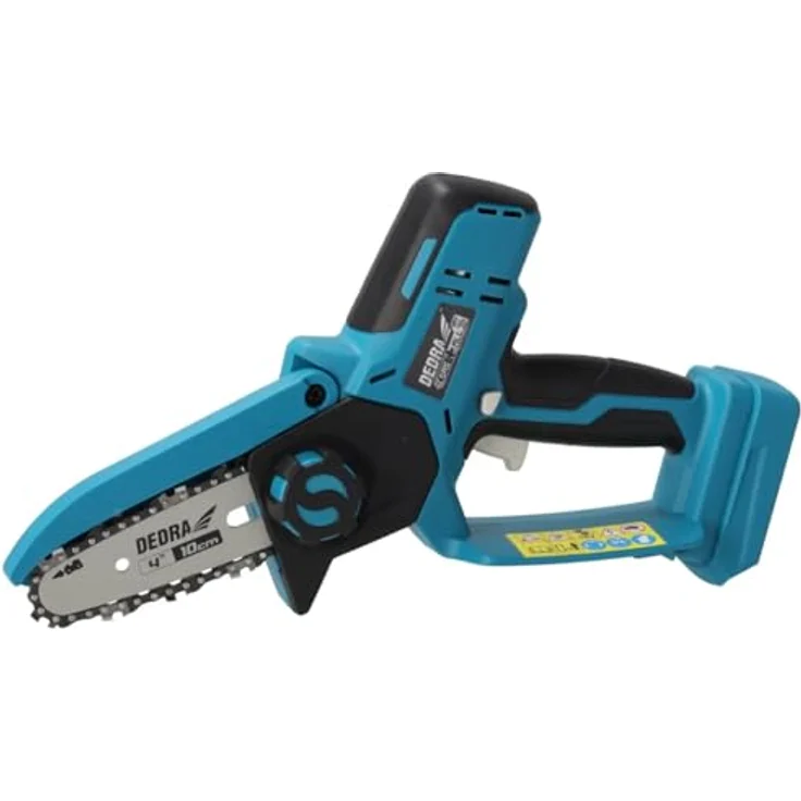 Dedra DED7099, Mini-Kettensäge (Akku-Säge) mit 18-V-Antrieb, 100 mm Führungsschiene, für Holzschnitt bis 95 mm Durchmesser – Bild 1