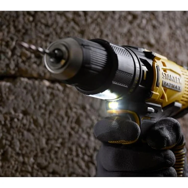 STANLEY FATMAX SFMCD711D2K-QW, 18 Volt Akku-Schlagbohrschrauber mit 50 Nm Drehmoment, 2-Gang-Getriebe, LED-Licht, inkl. 2x 18V/2Ah Akkus, Ladegerät und Koffer – Bild 2
