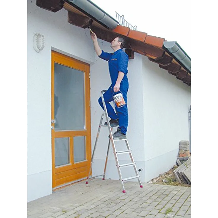 Aluminium Stufen-Stehleiter Arbeitshöhe (max.): 3.00 m Krause 000729 Silber 4.3 kg Silber – Bild 7