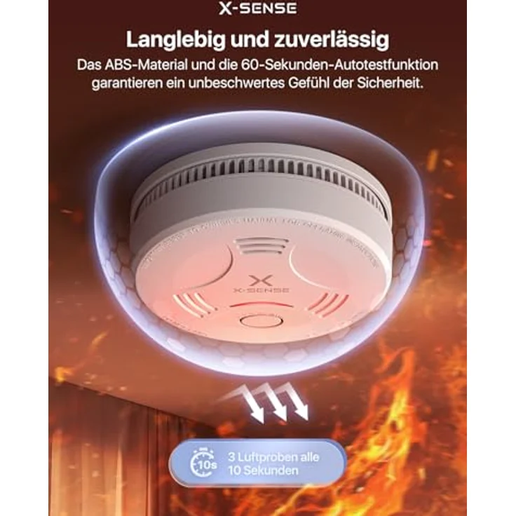 X-Sense SD11, Rauchmelder mit 10 Jahre Batterie und Magnethalterung, TÜV Rheinland-zertifiziert, Stummschalt- und Selbsttest-Funktion, 5er Set – Bild 4