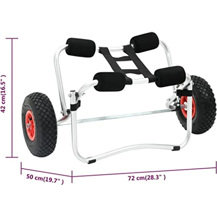vidaXL SUP-Transportwagen Kayakwagen Aluminium, faltbar mit aufblasbaren Gummirädern, max. Belastbarkeit 70 kg – Bild 4